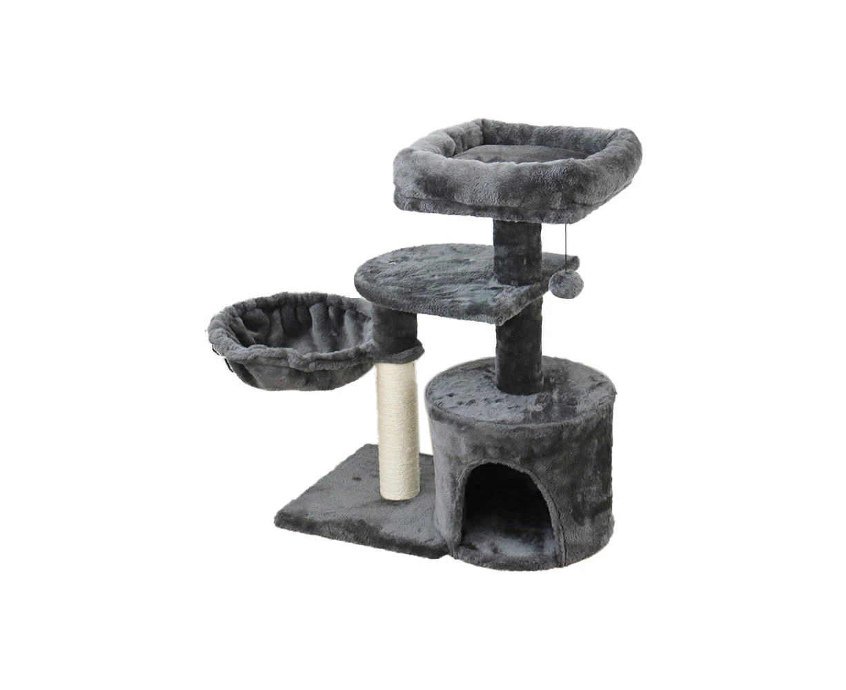 Catio Chipboard Flannel Cat Scratching Tower Cubby Furniture Pet Play Tree Grey