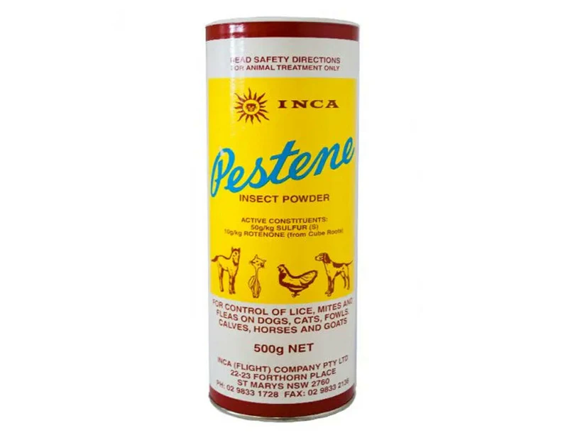 Inca Pestene 500g Insect Powder Control Lice/Mites/Fleas Dogs/Cats/Fowls/Horses