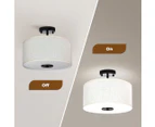Emitto Led Ceiling Light 33cm Modern Bedroom Pendant Lights Linen Shade Flush