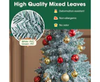 Costway 183CM Pre-lit Christmas Tree 475 Branch Tips Hinged Pencil Tree 250 LED Xmas Decor w/Foldable Metal Stand, Home Office