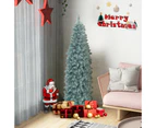 Costway 183CM Pre-lit Christmas Tree 475 Branch Tips Hinged Pencil Tree 250 LED Xmas Decor w/Foldable Metal Stand, Home Office