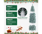 Costway 183CM Pre-lit Christmas Tree 475 Branch Tips Hinged Pencil Tree 250 LED Xmas Decor w/Foldable Metal Stand, Home Office