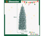 Costway 183CM Pre-lit Christmas Tree 475 Branch Tips Hinged Pencil Tree 250 LED Xmas Decor w/Foldable Metal Stand, Home Office