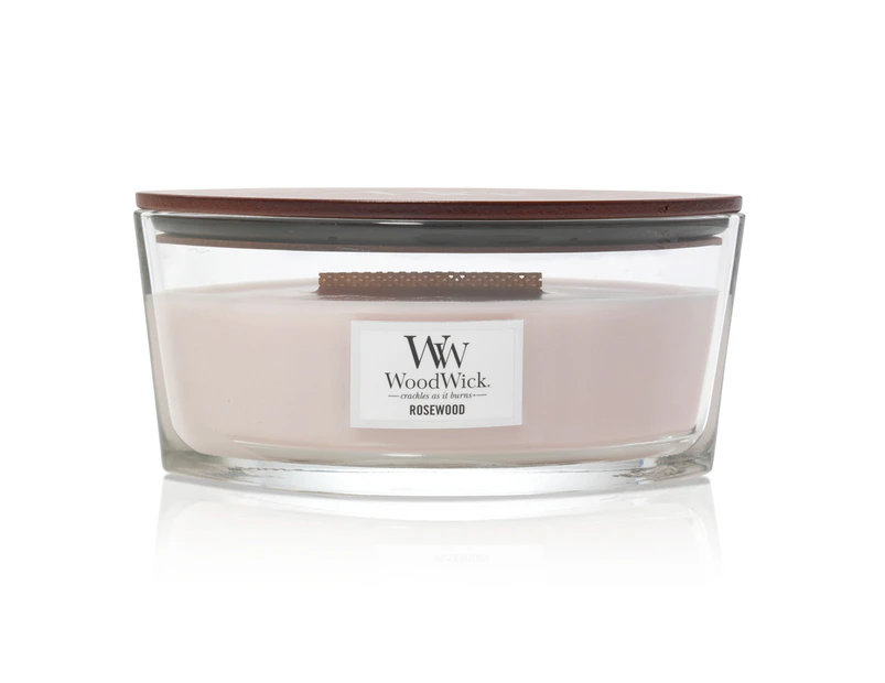 WoodWick 453g Scented Home Fragrance Soy Wax Candle w/ Lid Rosewood Ellipse Pink