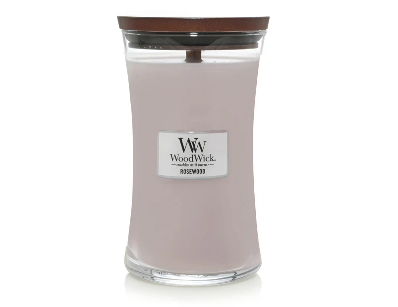 WoodWick 609g Scented Home Fragrance Soy Wax Candle w/ Lid Rosewood Large Pink