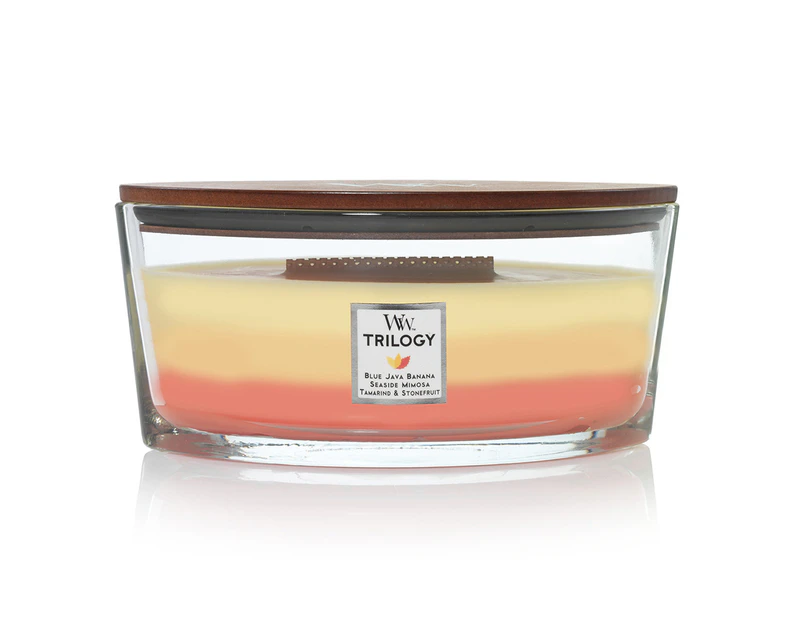 WoodWick 453g Scented Fragrance Soy Wax Candle Tropical Sunrise Trilogy Ellipse