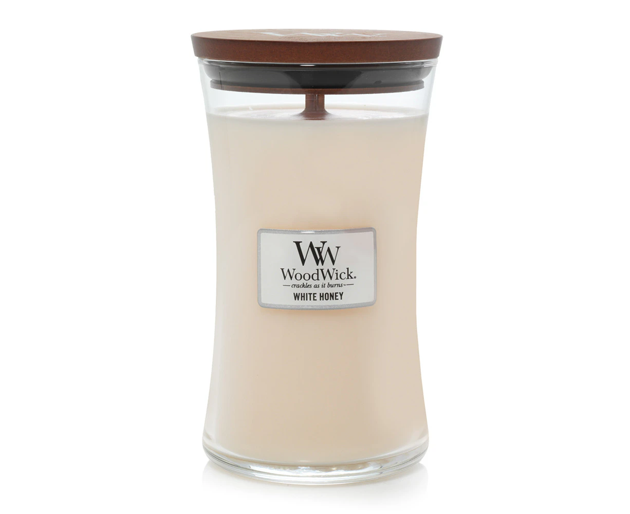 WoodWick 609g Scented Home Fragrance Soy Wax Candle w/ Lid White Honey Large