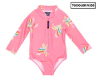 Korango Girls' Unicorn Zip Swimsuit - Pink