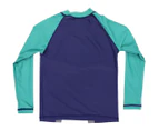 Korango Boys' Shark Long Sleeve Rash Vest - Green/Blue