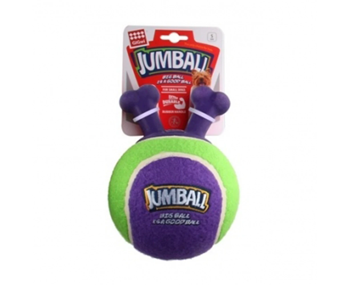 Gigwi Jumpball Rubber Handle Tennis Ball Dog Toy Green Purple