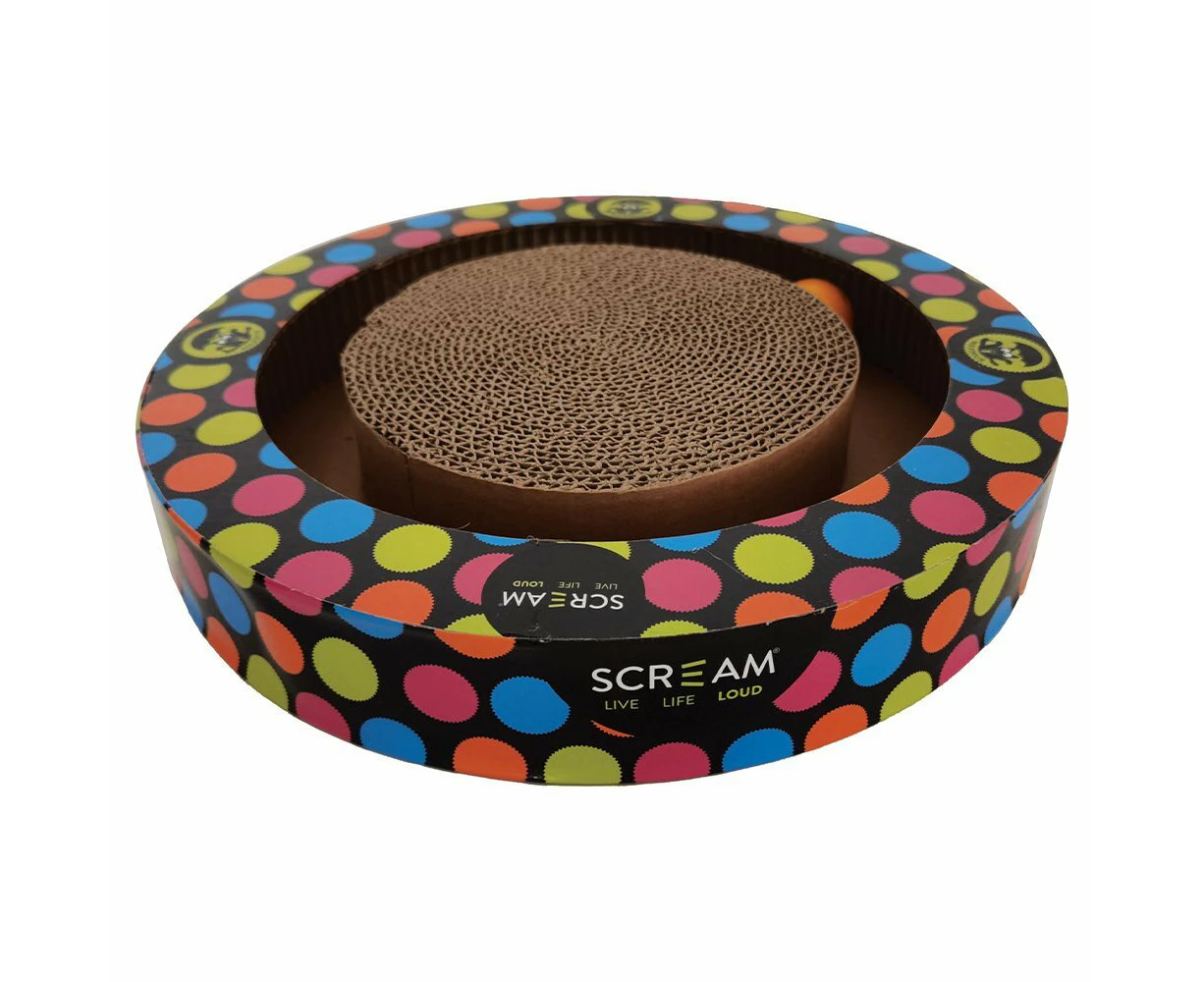 Scream Round Play Cat Scratcher Loud Multicolour