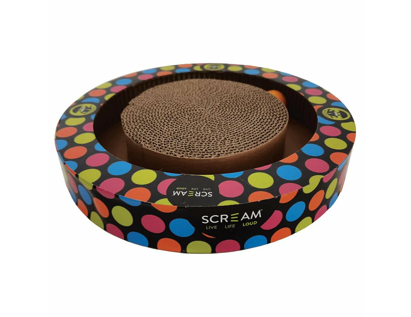 Scream Round Play Cat Scratcher Loud Multicolour 34 x 5.2cm