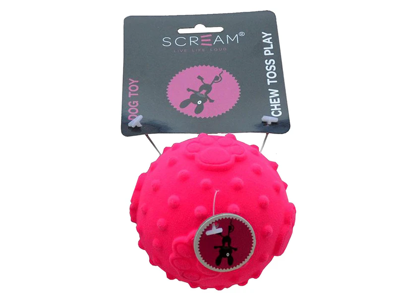 Scream Velvet Ball Dog Squeaker Toy Loud Pink 7cm