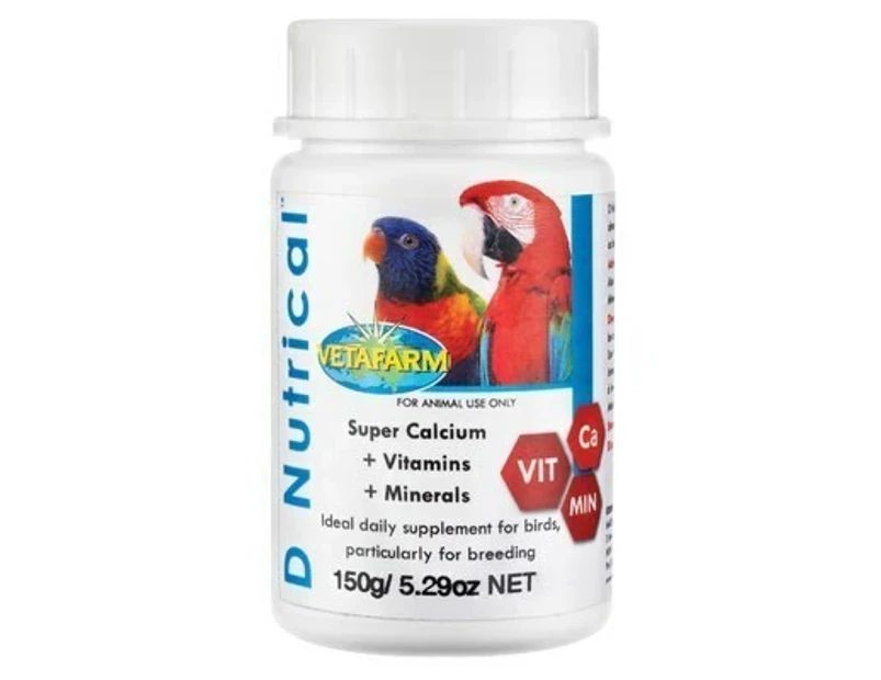Vetafarm D'Nutrical Calcium Vitamins Mineral Supplement for Birds 150g