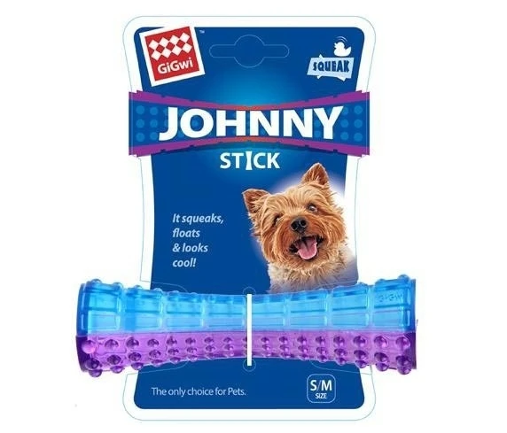 Gigwi Dog Push To Mute Transparent Squeak Toy Stick Small Purple BluE