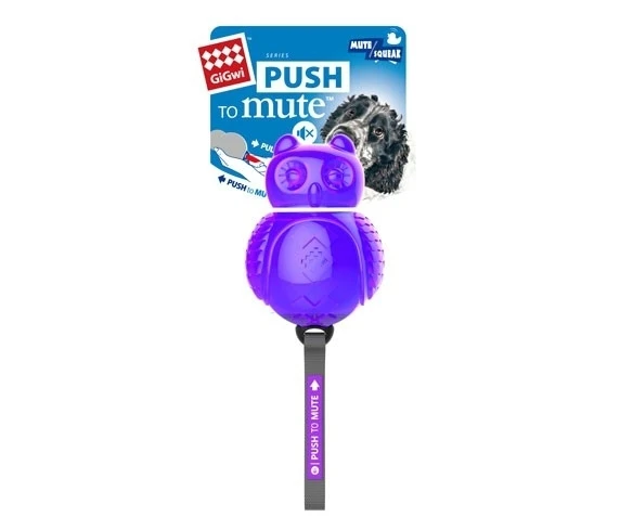 Gigwi Dog Push To Mute Transparent Squeak Toy Owl Purple Blue