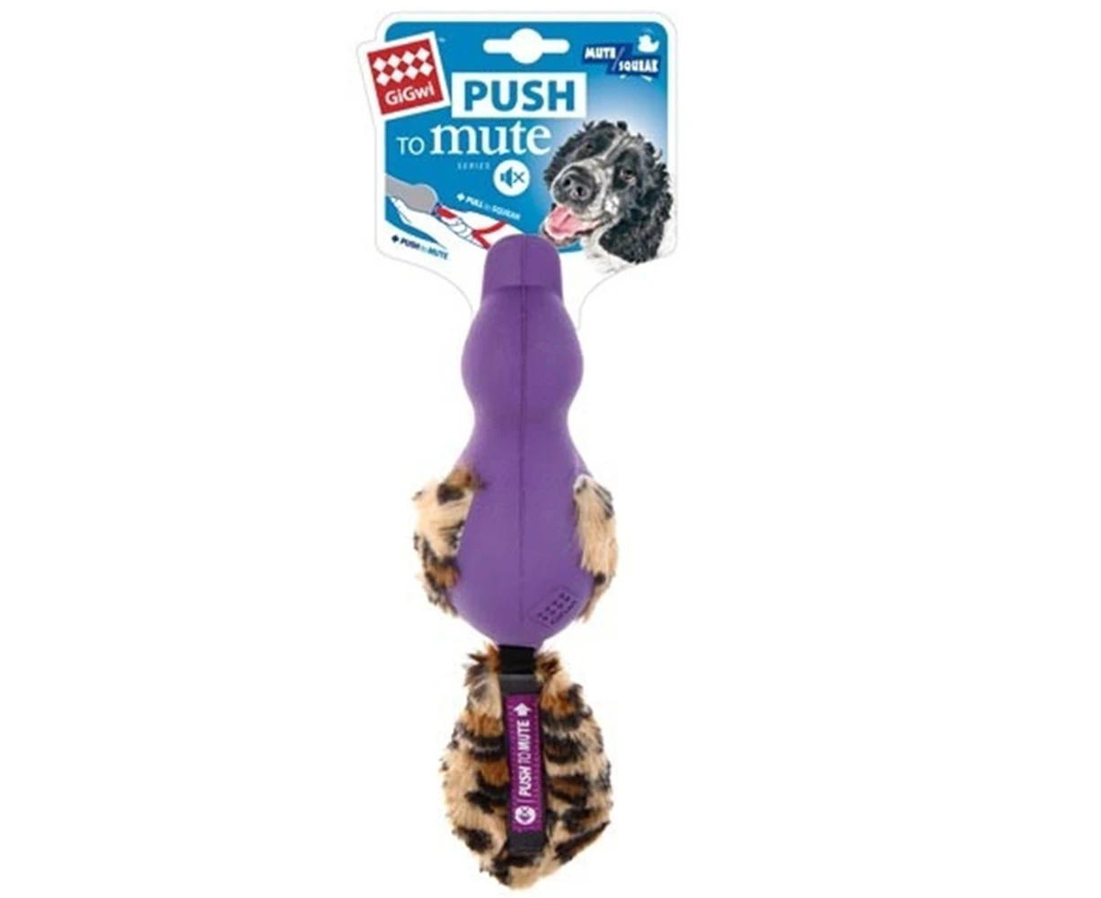 Gigwi Push to Mute Dog Toy Duck with Plush Tail Purple - Purple