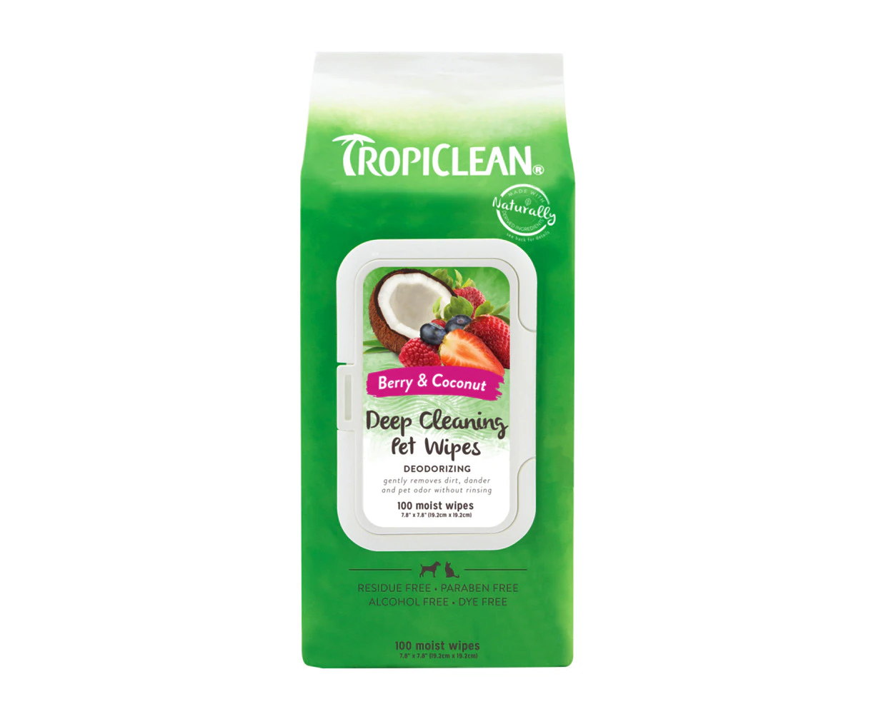 Tropiclean Deep Cleaning Deodorising Pet Wipes 100 Pack