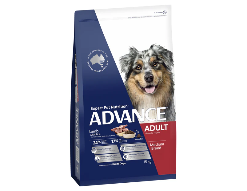 Advance Adult Medium Breed Dry Dog Food Lamb w/ Rice 15kg