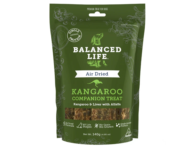 Balanced Life Air Dried Raw Kangaroo Companion Treat for Dogs & Puppies 140g