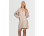 Topshop Women's Maternity V-Neck Long Sleeve Knit Dress - Mink Beige