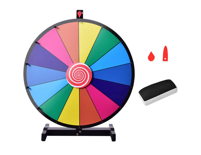 Costway 60cm Prize Wheel Editable Dry Erase 14 Slots Fortune Spinning Game Party Gift Multi Color