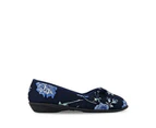 Grosby Womens Vera Comfortable Printed Slippers Navy Synthetic - Navy