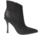 Topshop Women's Black Leather Stiletto Pointed Toe Boots