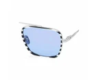 Calvin Klein Unisex Square Blue Tint Sunglasses with Stripes