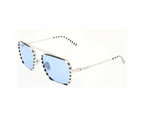 Calvin Klein Unisex Square Blue Tint Sunglasses with Stripes