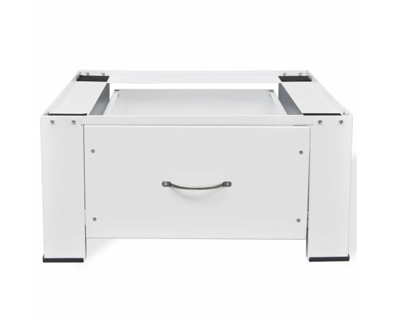 Washing Machine Pedestal with Drawer White Heavy Duty Steel Washer Stand