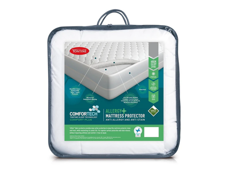 Tontine Comfortech Comfort Plus Anti Allergy Mattress Protector - White