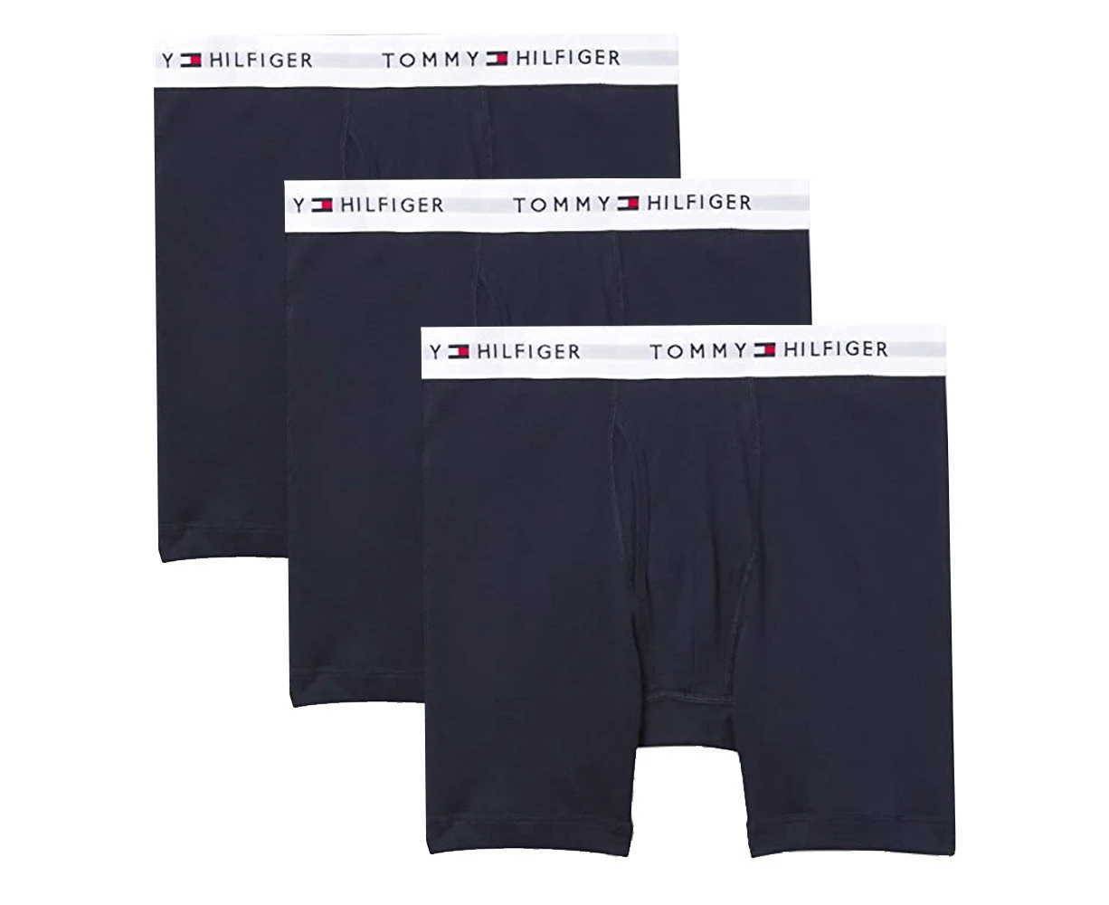 3PK Tommy Hilfiger Men's Cotton Classic Boxer Briefs Underwear Navy Blue - Navy