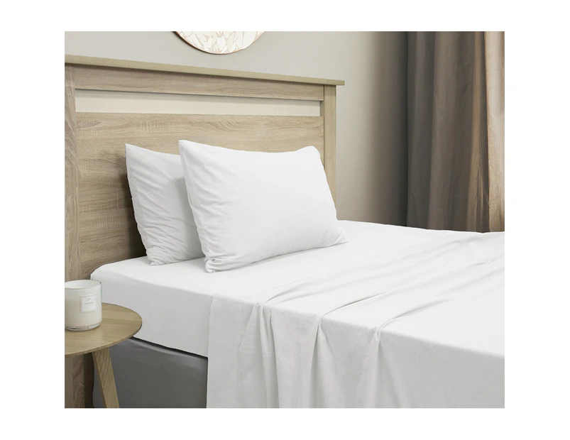 Ardor Boudior Bed Micro Flannel Material Pillowcase Fitted Sheet Set WHT - White
