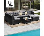 Livsip Outdoor Lounge Setting 7pc Wicker Sofa Set Furniture Rattan Patio Garden