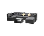 Livsip Outdoor Lounge Setting 7pc Wicker Sofa Set Furniture Rattan Patio Garden