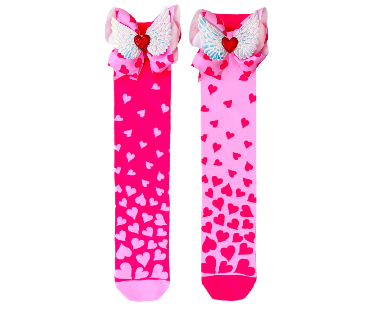 Madmia Love Heart Long Knee High Socks Pair Unisex Pink - Love Heart