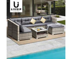 Livsip 6 Seater Outdoor Lounge Furniture Wicker Set Sofa Rattan Table Setting