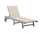 Garden Sun Lounger with Cushion Grey Solid Acacia Wood