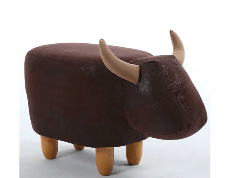 Kids Ottoman Foot Shoes Stool Cow Chair Rest Leather Seat AU Stock -  Large Dark Brown Cow
