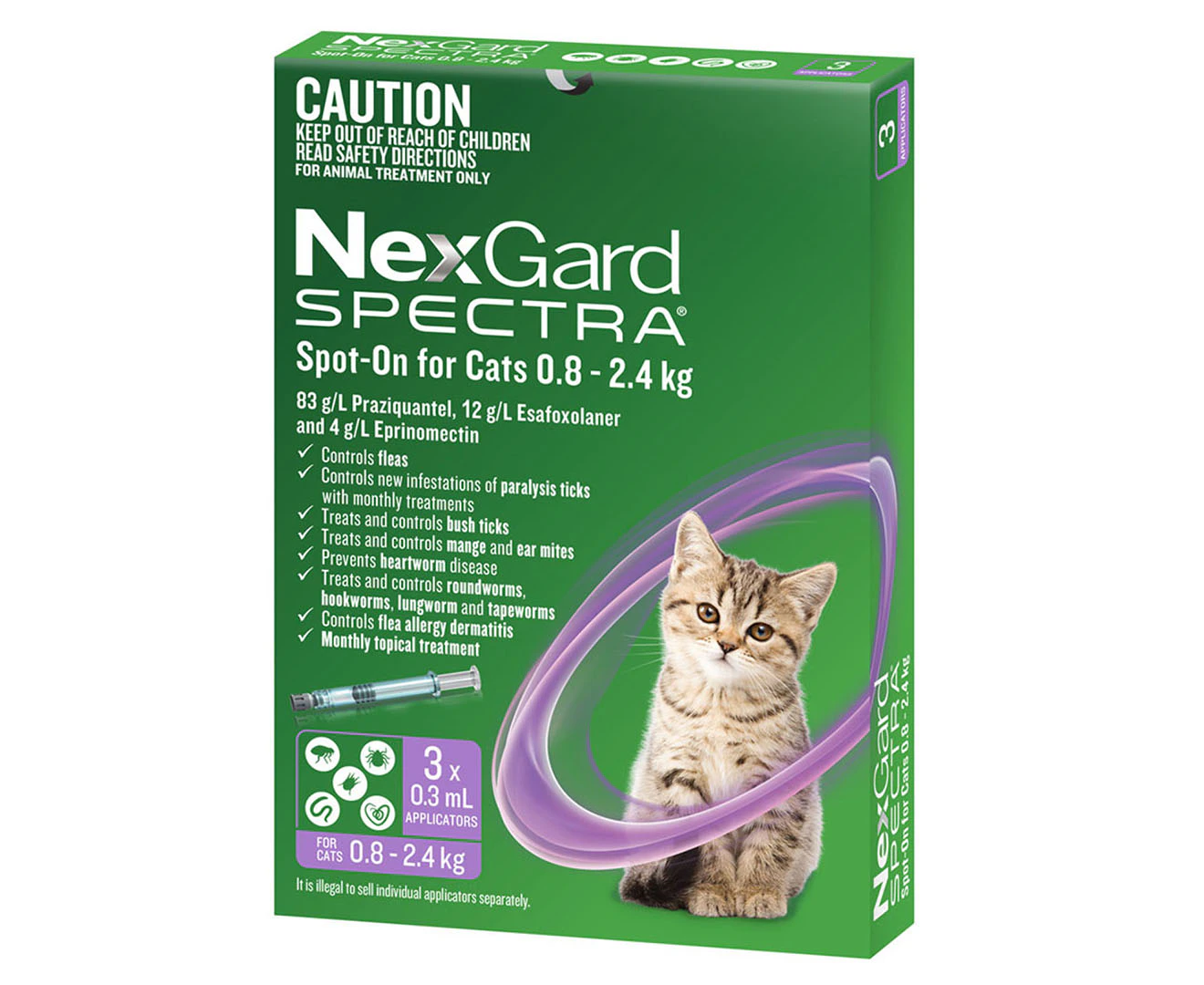 NexGard Spectra Spot-On For Cats 0.8-2.4kg 3pk