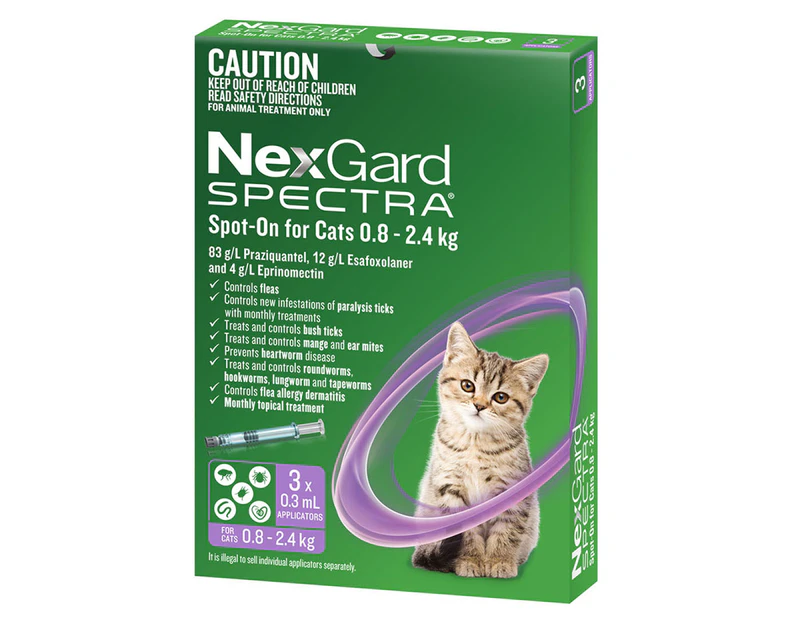 NexGard Spectra Spot-On For Cats 0.8-2.4kg 3pk
