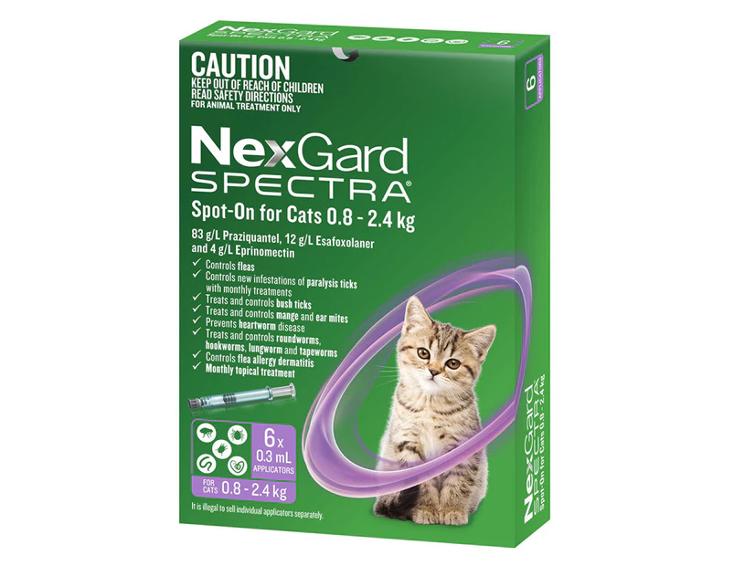 NexGard Spectra Spot-On For Cats 0.8-2.4kg 6pk