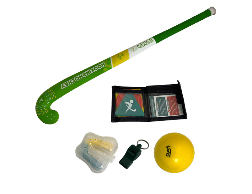 Kookaburra Hook In 2 Hockey Starter Stick/Bag/Accessories Pack 28'' Green/Gold