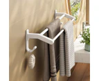 SOGA 52cm White Wall-Mounted Double Pole Towel Holder Bathroom Organiser Rail Hanger with Hooks