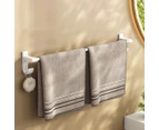 SOGA 52cm White Wall-Mounted Double Pole Towel Holder Bathroom Organiser Rail Hanger with Hooks