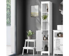 Oikiture Storage Cabinet Tall Slim Cupboard Bathroom Laundry Rattan Door White