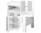 Oikiture Storage Cabinet Floor Cupboard Laundry Bathroom Two Rattan Door White