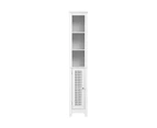 Oikiture Storage Cabinet Tall Slim Cupboard Bathroom Laundry Rattan Door White