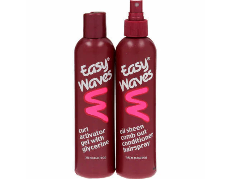 Easy Waves Curl Activator Gel & Comb-Out Conditioner Hairspray Banded Pack 2 x 250mL